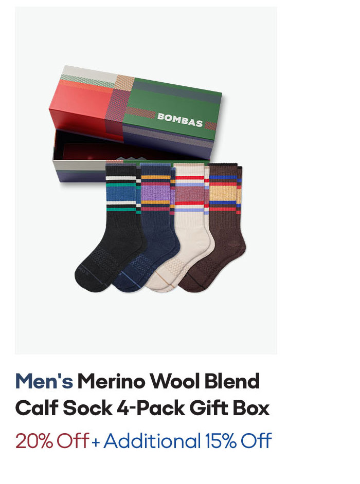 Men's Merino Wool Blend Calf Sock 4-Pack Gift Box