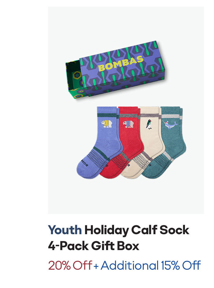 Youth Holiday Calf Sock 4-Pack Gift Box