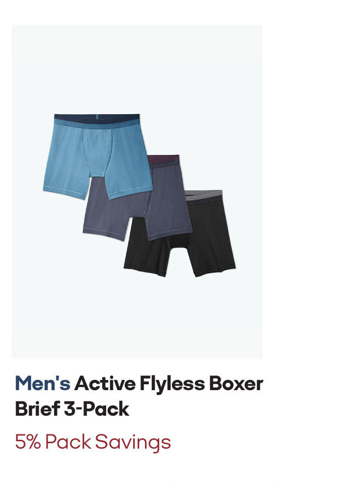 Men's Active Flyless Boxer Brief 3-Pack