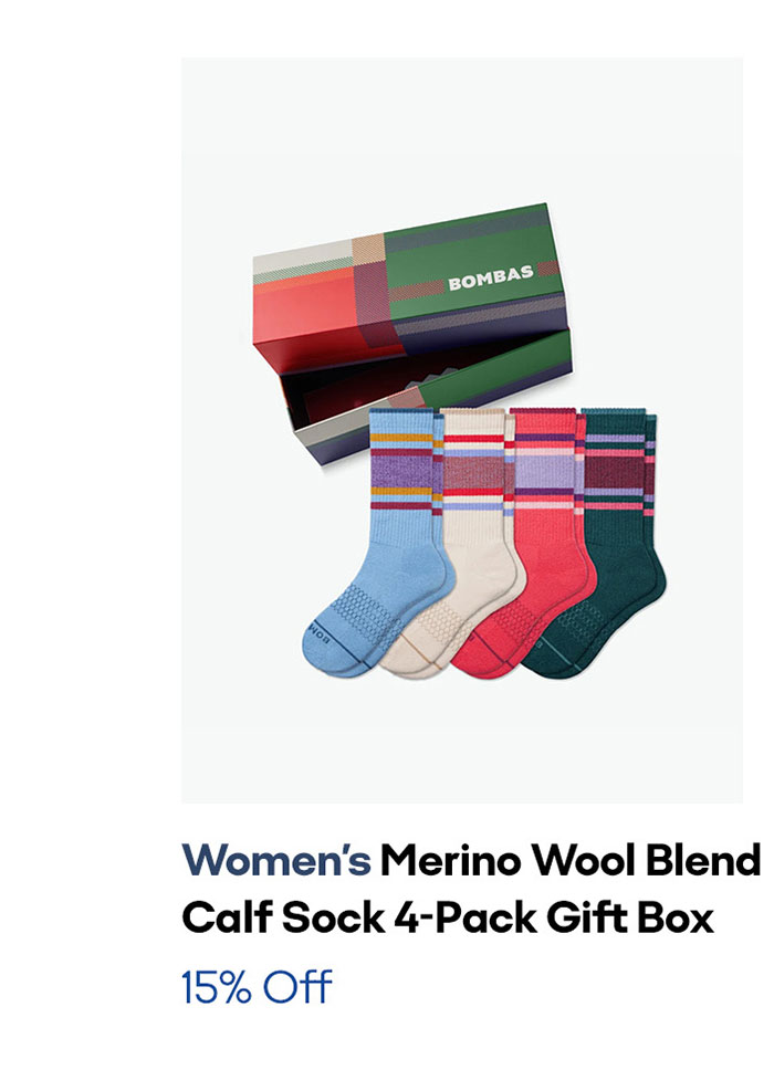 Women's Merino Wool Blend Calf Sock 4-Pack Gift Box