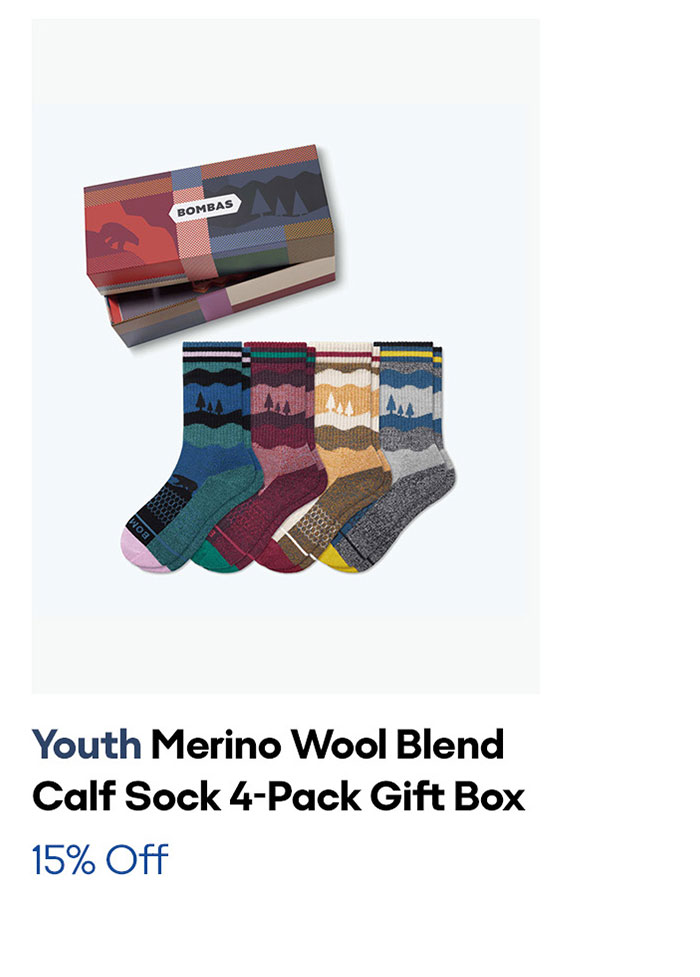 Youth Merino Wool Blend Calf Sock 4-Pack Gift Box