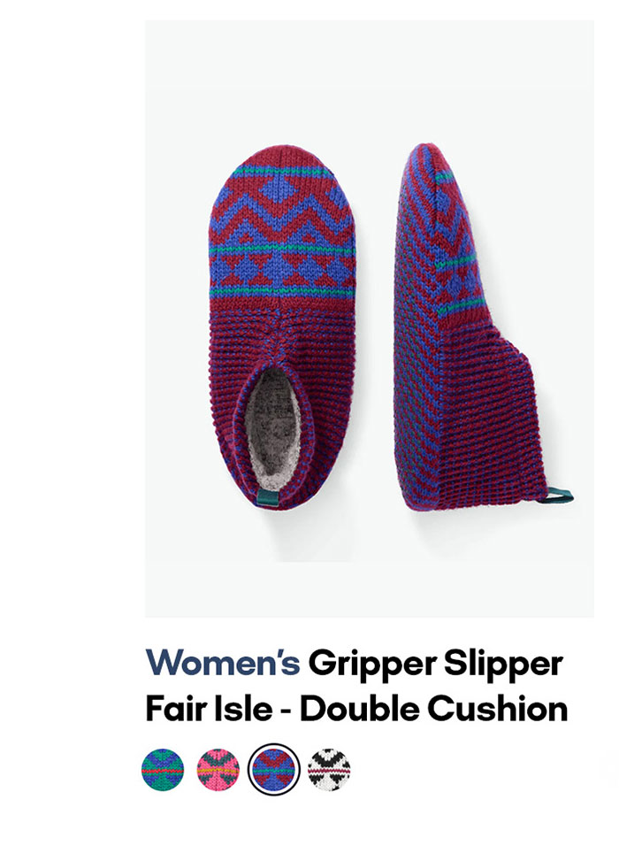 Women's Gripper Slipper Fair Isle - Double Cushion