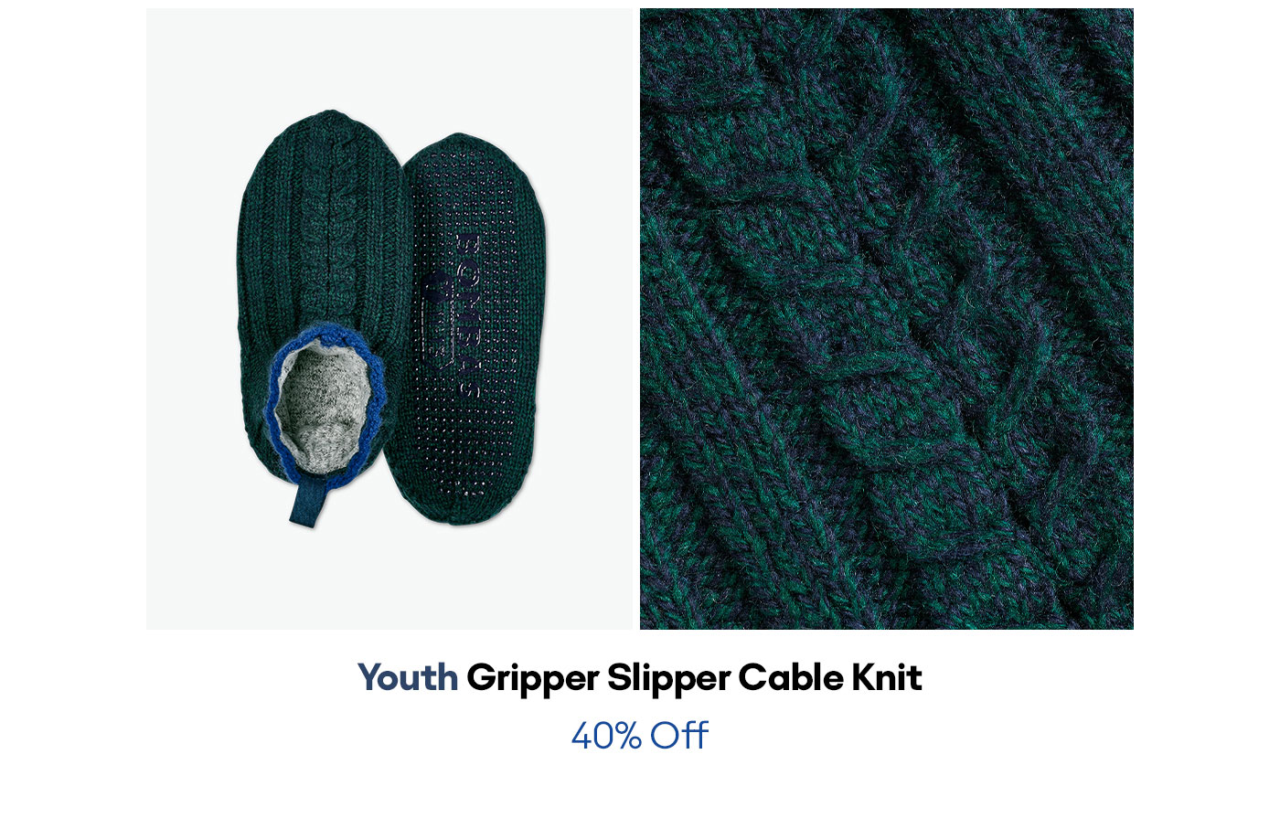 Youth Gripper Slipper Cable Knit