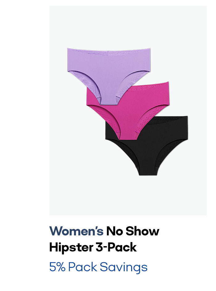 Women's No Show Hipster 3-Pack