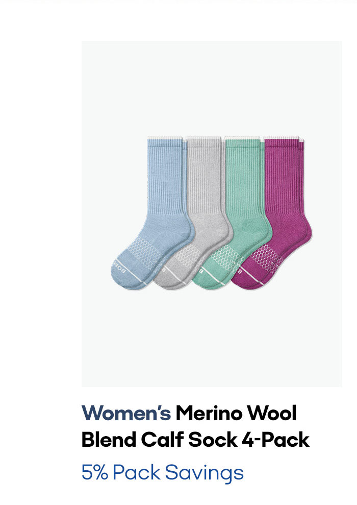 Women's Merino Wool Blend Calf Sock 4-Pack