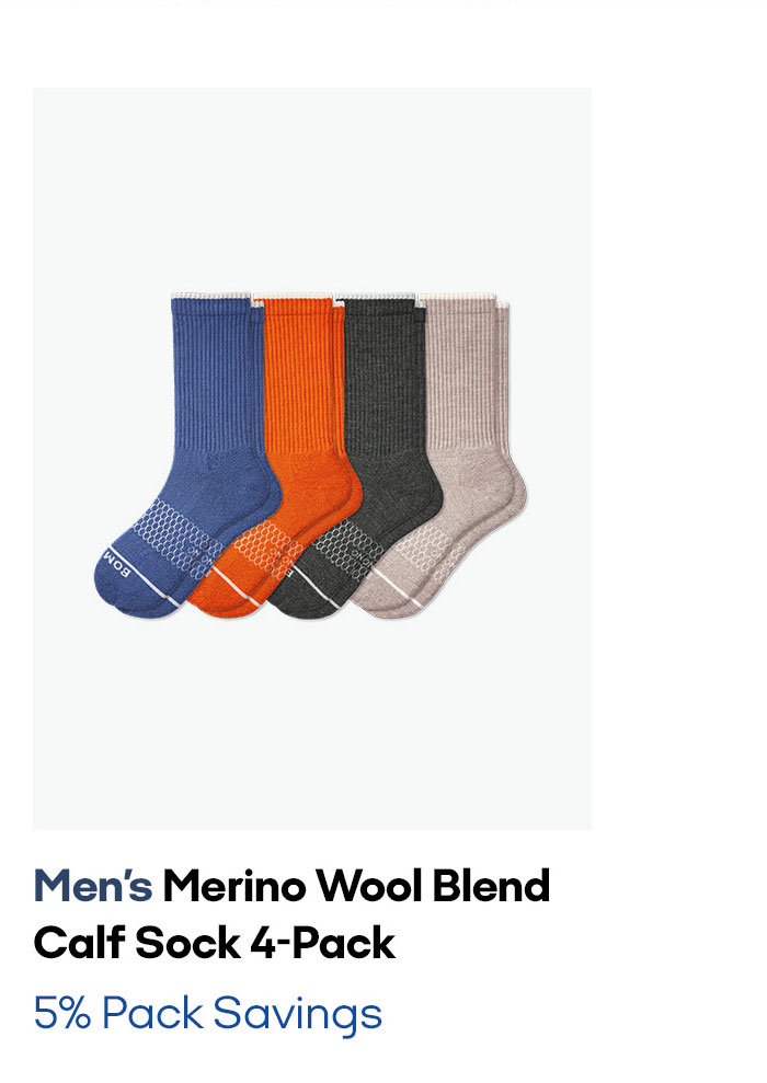 Men's Merino Wool Blend Calf Sock 4-Pack