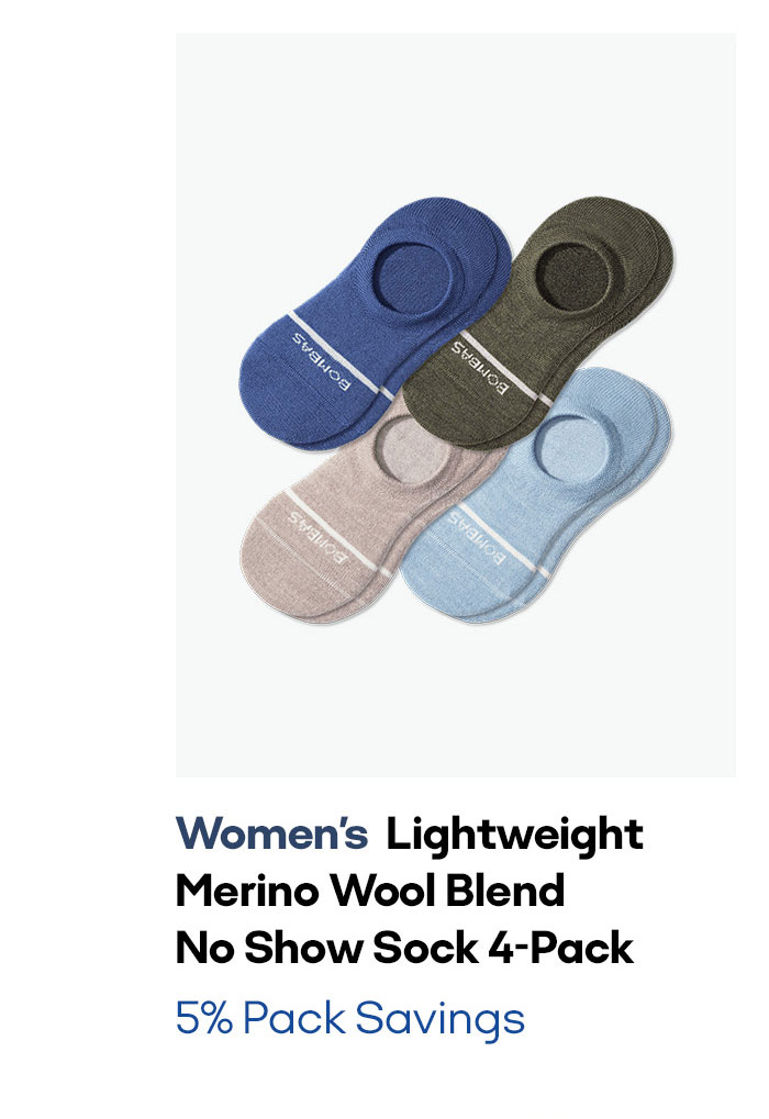 Women's Lightweight Merino Wool Blend No Show Sock 4-Pack