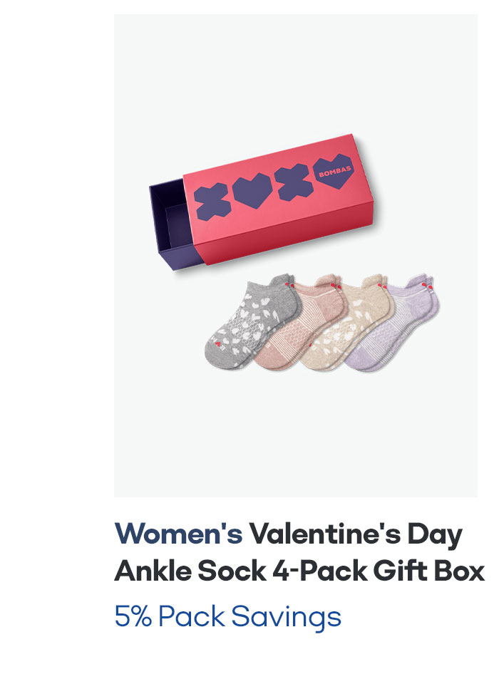 Women's Valentine's Day Ankle Sock 4-Pack Gift Box