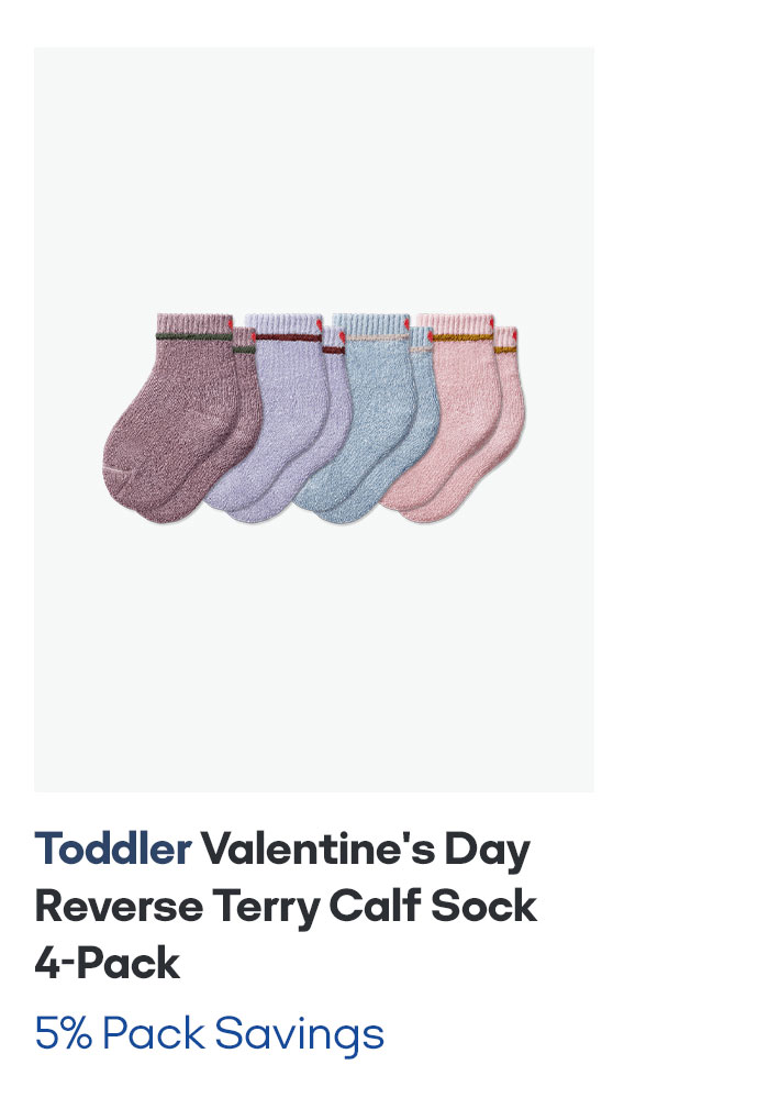 Toddler Valentine's Day Reverse Terry Calf Sock 4-Pack