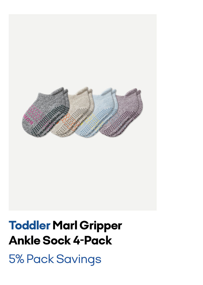 Toddler Marl Gripper Ankle Sock 4-Pack