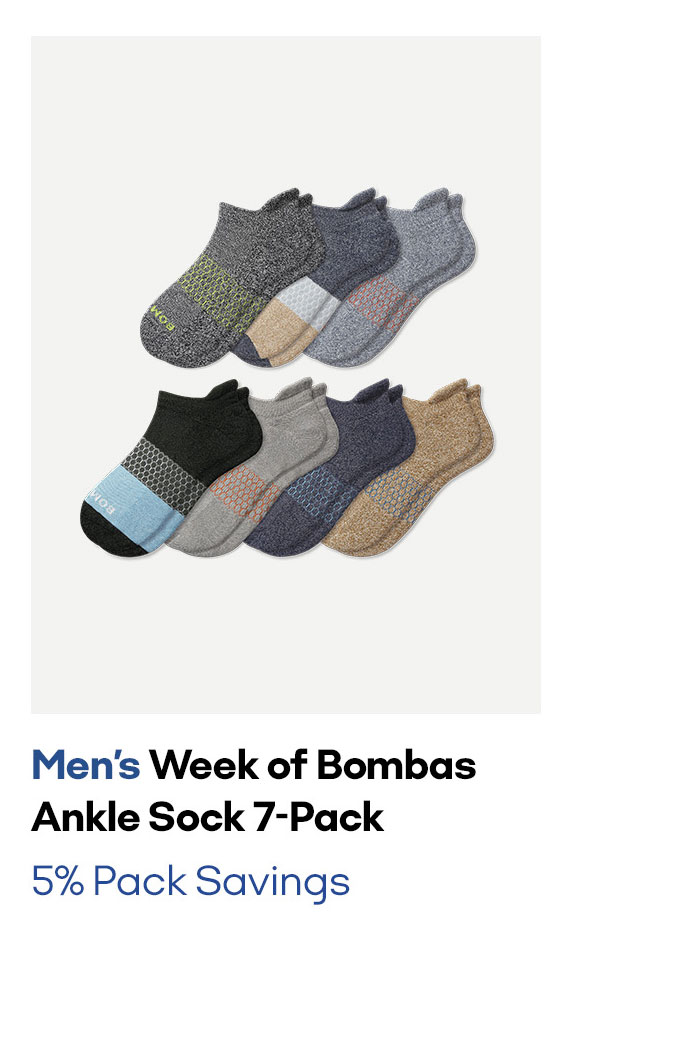 Men's Week of Bombas Ankle Sock 7-Pack