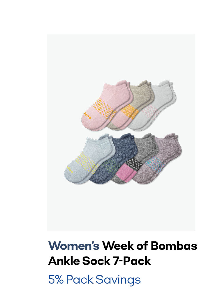 Women's Week of Bombas Ankle Sock 7-Pack