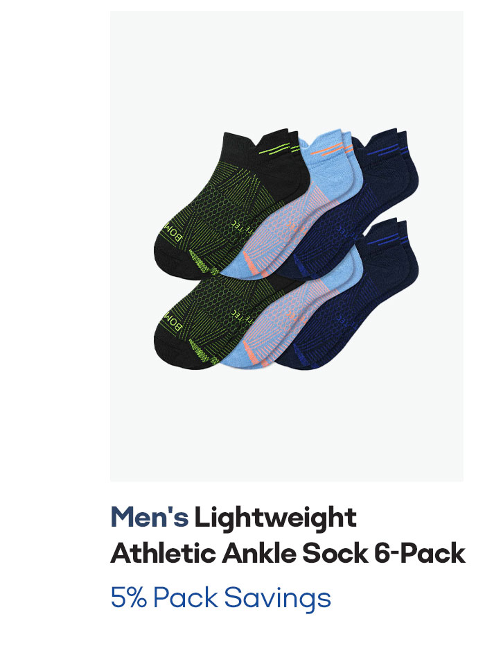 Men's Lightweight Athletic Ankle Sock 6-Pack