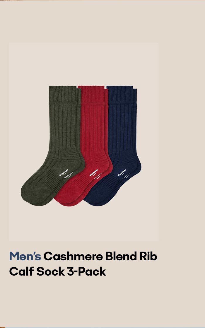 Men's Cashmere Blend Rib Calf Sock 3-Pack