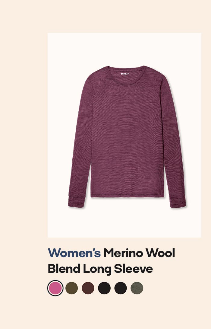 Women's Merino Wool Blend Long Sleeve