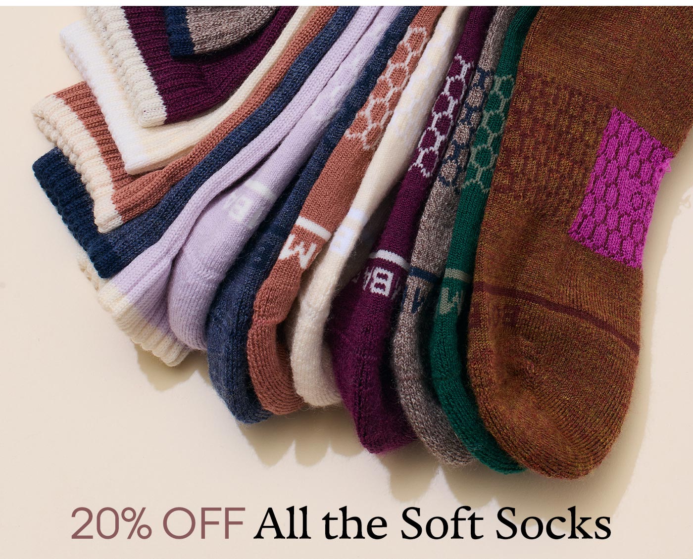 20% OFF All the Soft Socks