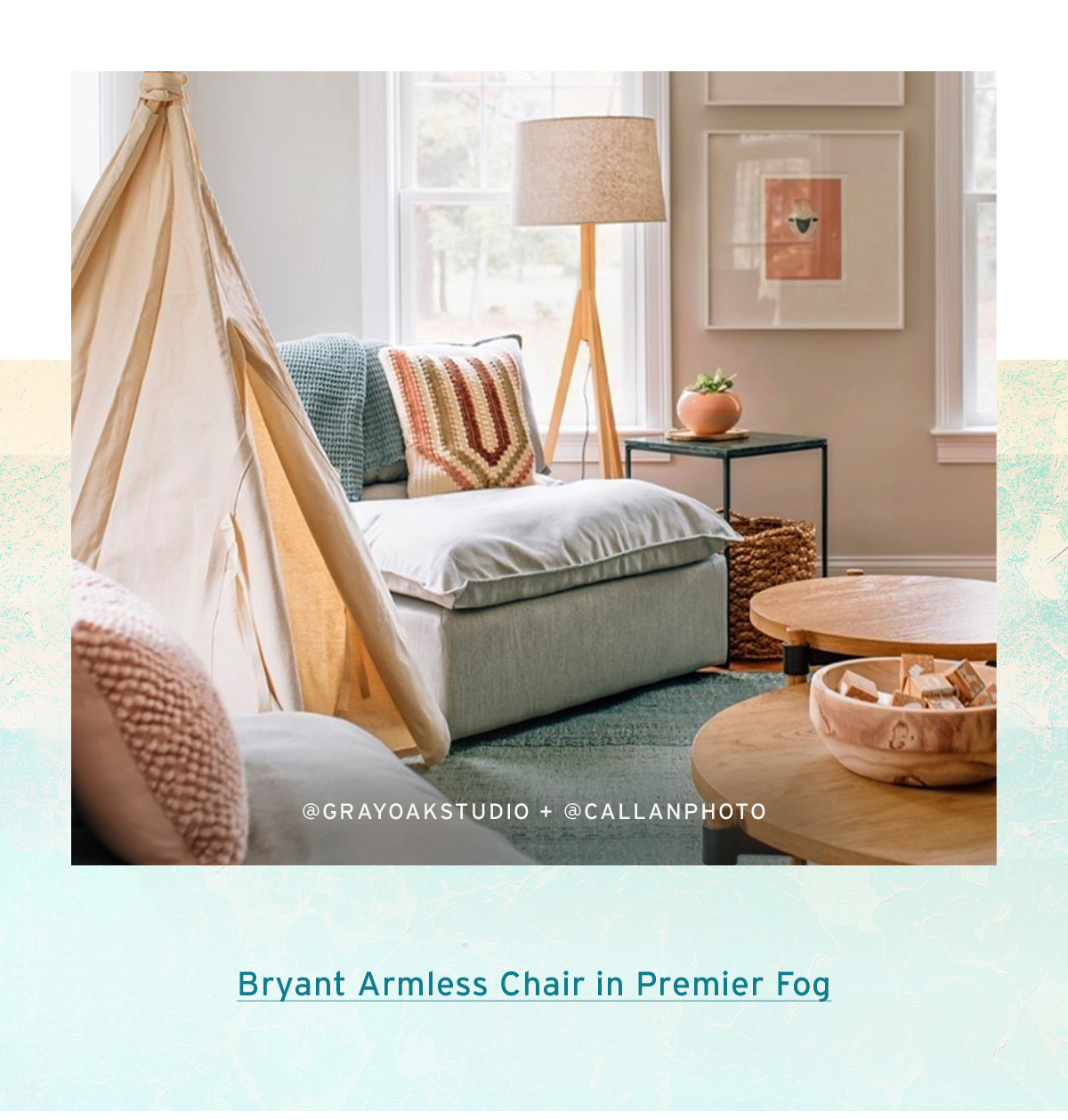 @grayoakstudio + @callanphoto | Bryant Armless Chair in Premier Fog