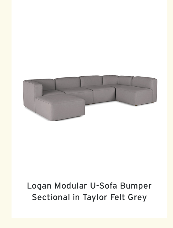 Logan Modular U-Sofa Bumper  Sectional in Taylor Felt Grey