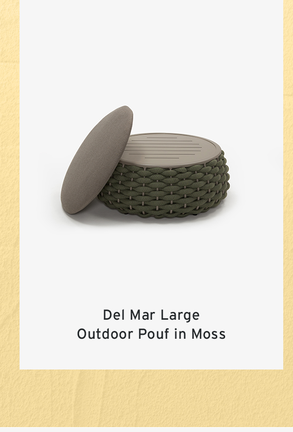 Del Mar Large Outdoor Pouf in Moss