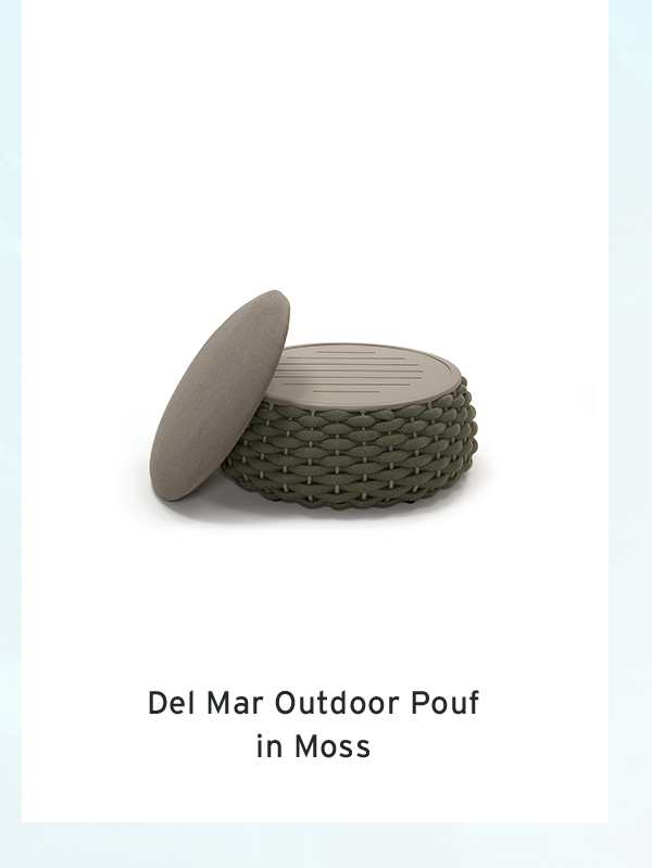 Del Mar Outdoor Pouf in Moss