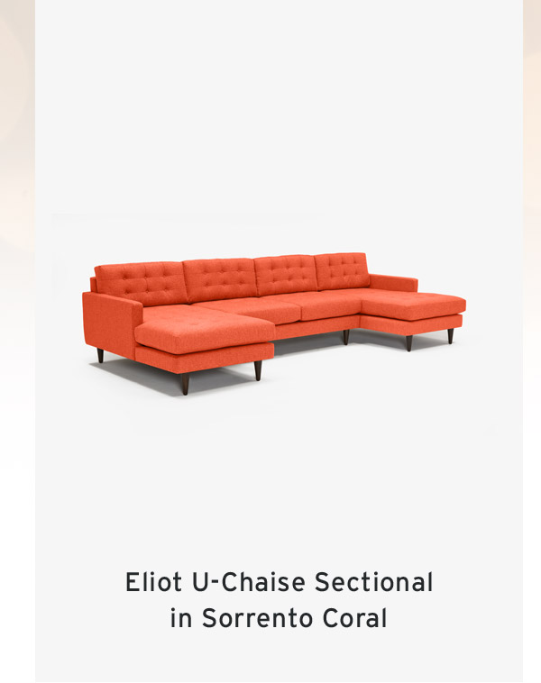 Eliot U-Chaise Sectional in Sorrento Coral