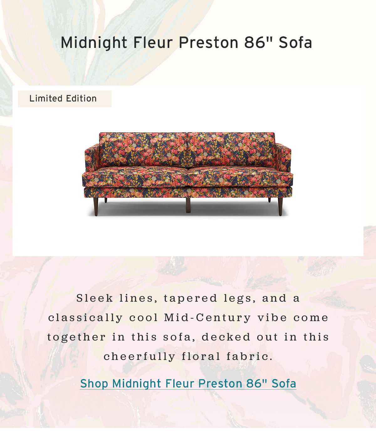 Midnight Fleur Preston 86' Sofa