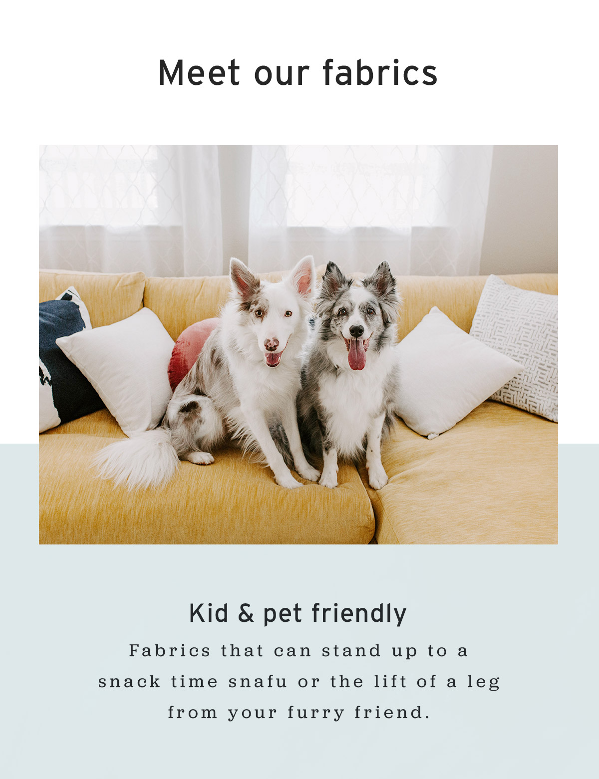 Meet our fabrics | Kid and pet friendly